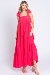 Magenta Sleeveless Tiered Maxi Dress