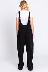 Black Corduroy Wide Leg Overalls