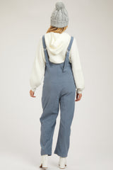 Blue Corduroy Wide Leg Maternity Overalls