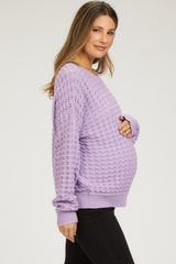 Lavender Open Knit Maternity Long Sleeve Top