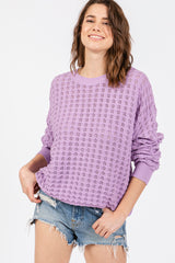 Lavender Open Knit Maternity Long Sleeve Top