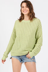 Lime Open Knit Maternity Long Sleeve Top