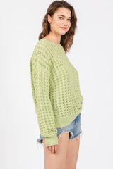 Lime Open Knit Long Sleeve Top