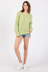 Lime Open Knit Long Sleeve Top