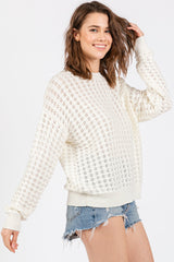 Cream Open Knit Long Sleeve Top