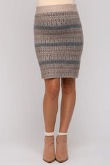 Multi Colored Fair Isle Printed Maternity Knit Mini Skirt