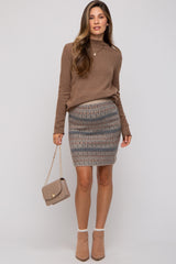 Multi Colored Fair Isle Printed Maternity Knit Mini Skirt