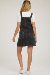 Black Denim Maternity Overall Dress