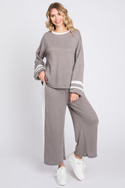 Grey Striped Long Sleeve Set