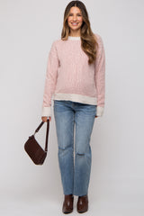 Mauve Two Tone Fuzzy Knit Maternity Sweater