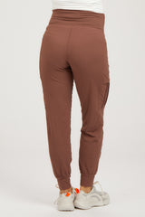 Brown Cargo Pocket Maternity Jogger Pants