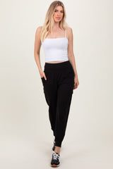 Black Cargo Pocket Maternity Jogger Pants