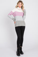 Multi-Color Color Block Turtleneck Sweater