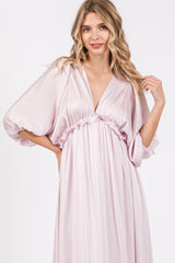 Light Pink Striped Ruffle Accent Maxi Dress