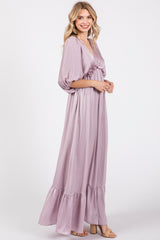 Lavender Striped Ruffle Accent Maxi Dress