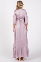 Lavender Striped Ruffle Accent Maxi Dress