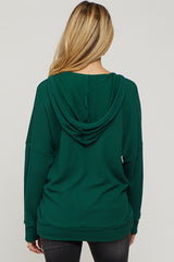 Forest Green Ribbed Hooded Wrap Long Sleeve Maternity Top