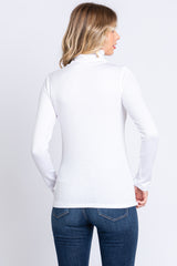 Ivory Ribbed Turtleneck Top