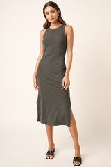 Charcoal Ribbed Side Slit Tank Dress