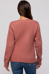 Mauve Soft Knit Lace Trim Maternity Sweater