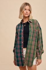 Evergreen Garment Washed Two Tone Plaid Button Down