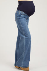 Blue Wide Leg Maternity Jeans