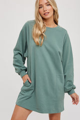 Green Ultra Soft Sweatshirt Dress