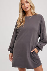 Charcoal Ultra Soft Maternity Sweatshirt Dress