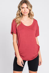 Rust Scoop Neck Basic Maternity Tee