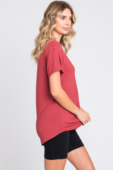 Rust Scoop Neck Basic Tee