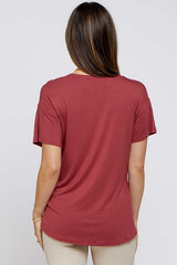 Rust Scoop Neck Basic Maternity Tee