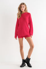 Red Sweater Short Maternity Set