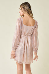 Blush Square Neck Holiday Dress