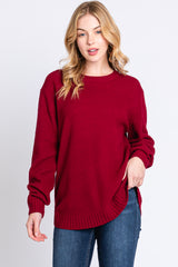 Burgundy Knit Pullover Sweater