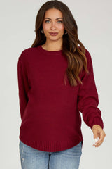 Burgundy Knit Pullover Maternity Sweater