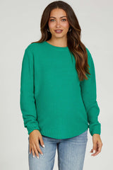 Green Knit Pullover Maternity Sweater