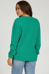 Green Knit Pullover Maternity Sweater