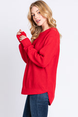 Red Knit Pullover Sweater