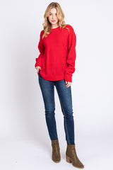 Red Knit Pullover Sweater