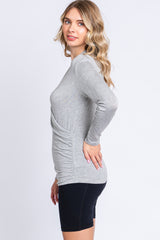 Heather Grey Long Sleeve Wrap Nursing Top