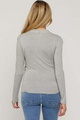 Heather Grey Long Sleeve Wrap Maternity Nursing Top