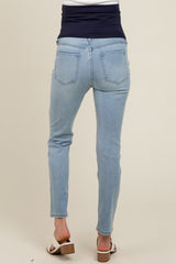 Light Blue Slim Straight Maternity Jeans