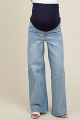 Light Blue Wide Leg Maternity Jeans