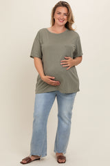 Light Blue Distressed Hem Maternity Plus Jeans