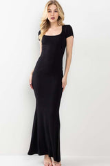 Black Ribbed Scoop Neck Maternity Maxi Dress