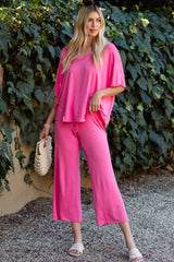 Pink Cropped Pant Set