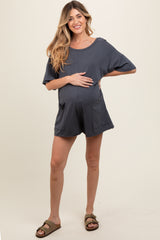 Charcoal Basic Maternity Romper