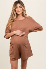 Camel Basic Maternity Romper