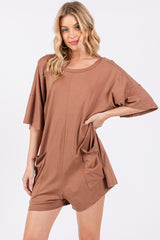 Camel Basic Maternity Romper