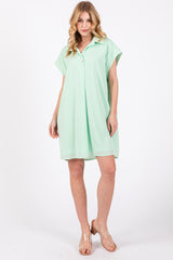 Mint Collared Button Front Maternity Dress